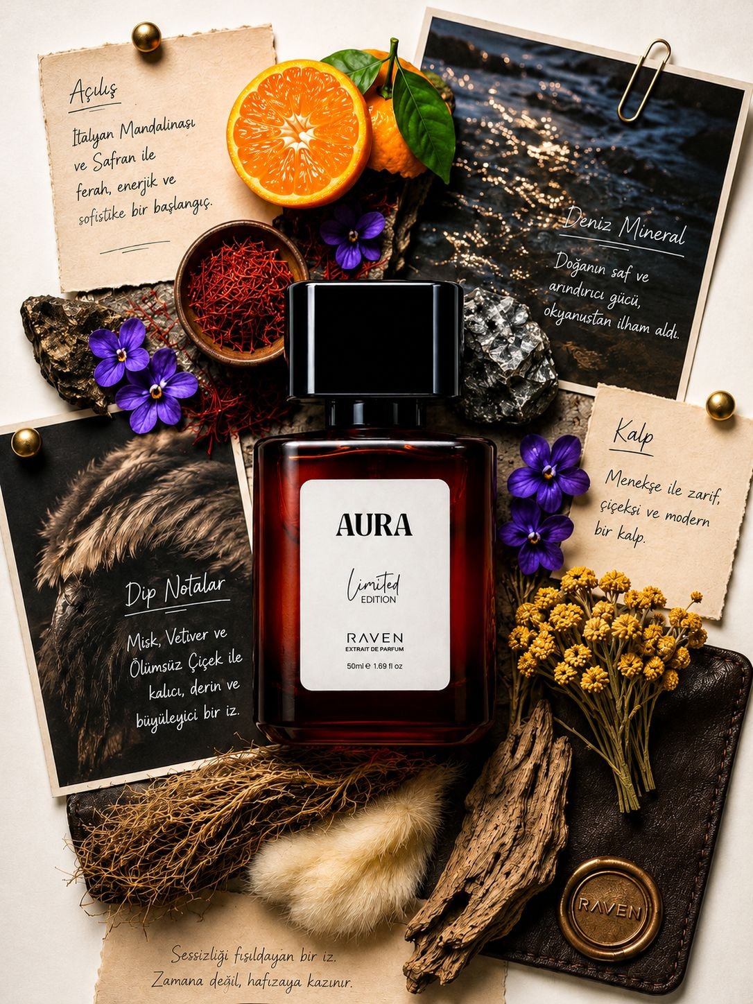 Raven Perfume AURA Limited Edition Özel Seri Unisex Extrait De Parfüm Uzun Süre Kalıcı Koku - Görsel 2